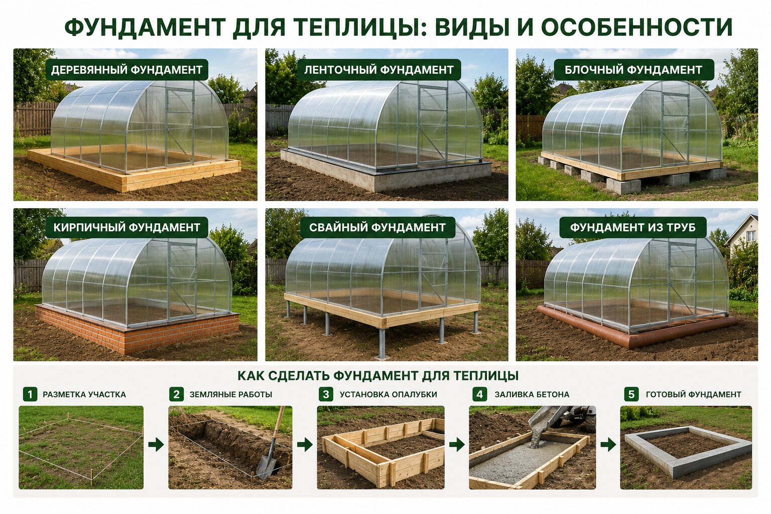 Фундамент для теплицы: какой выбрать, как сделать и зачем он нужен